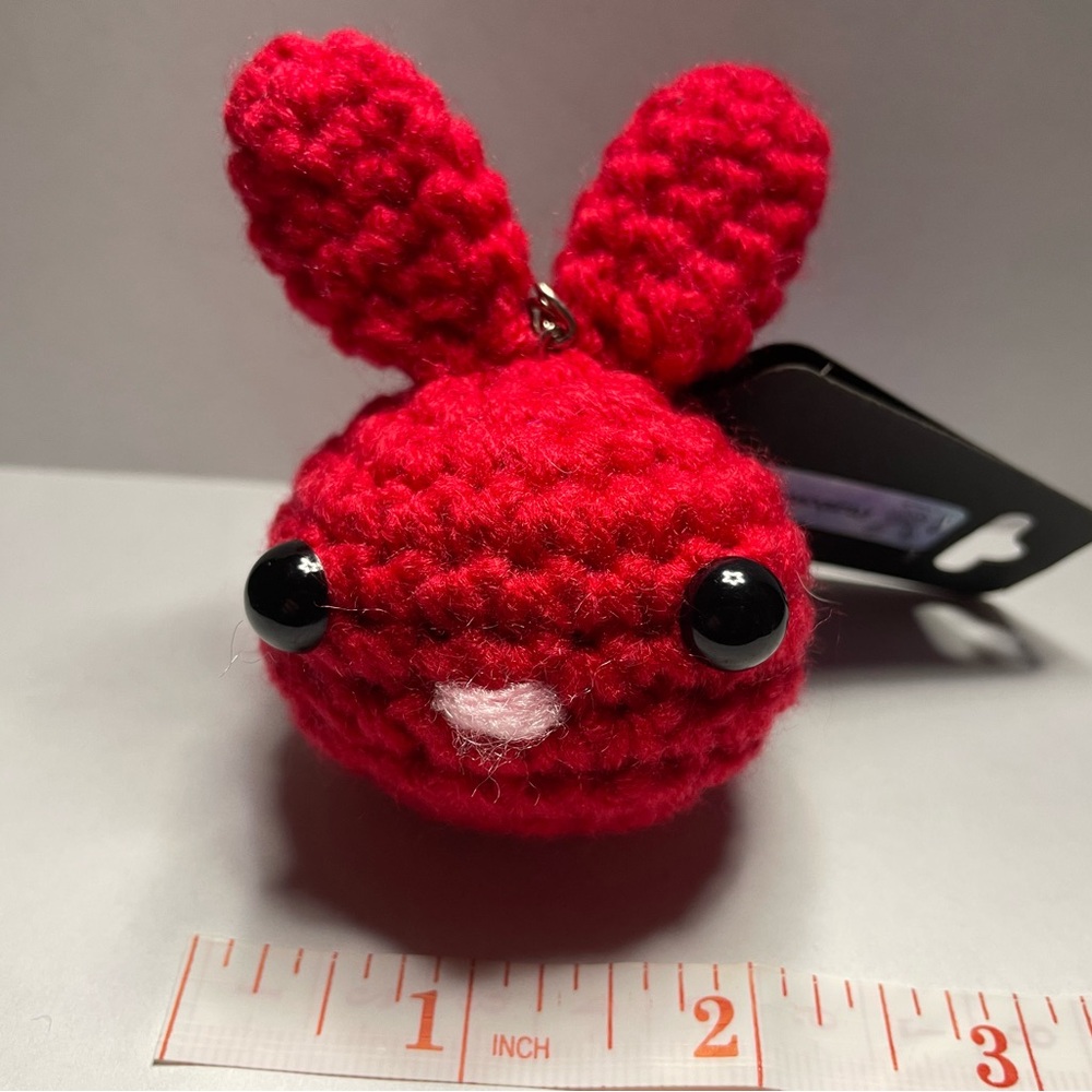 CROCHET MINI MOCHIBUN KEYCHAIN- CHERRY RED